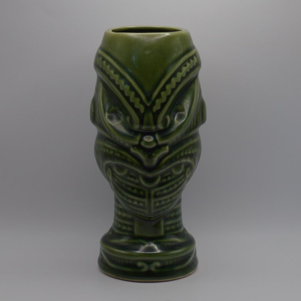 Orchids of Hawaii 1960s Green 7.5 inch Tiki (R-1 Headhunter Mug Maori Warrior)